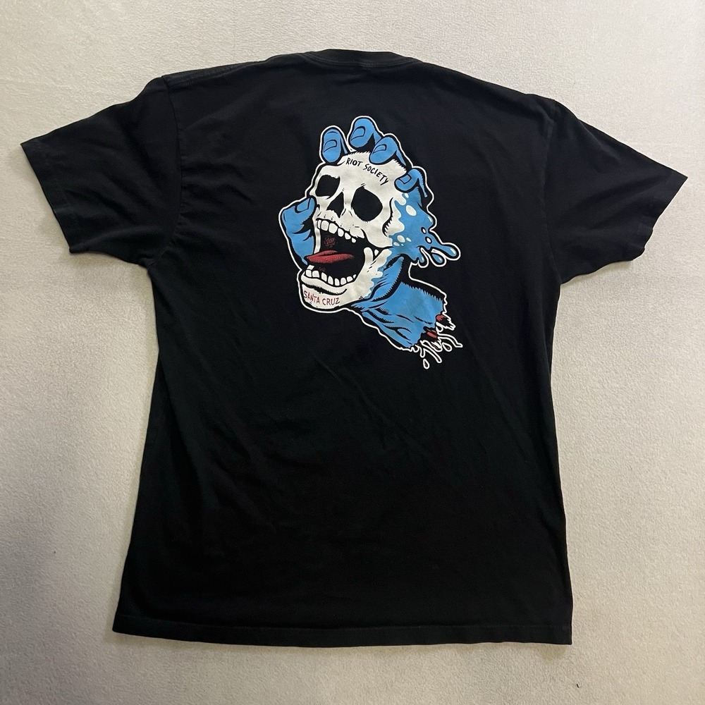 Riot Society Santa Cruz Screaming Hand Skull T-Shirt Men's Size XL Black Tee